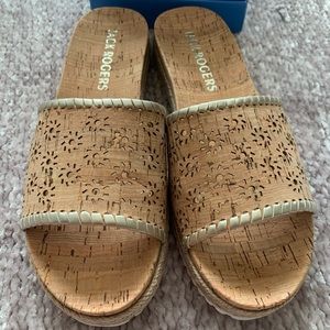 Jack Rogers Platinum RO Cork Slide NIB/NWOT